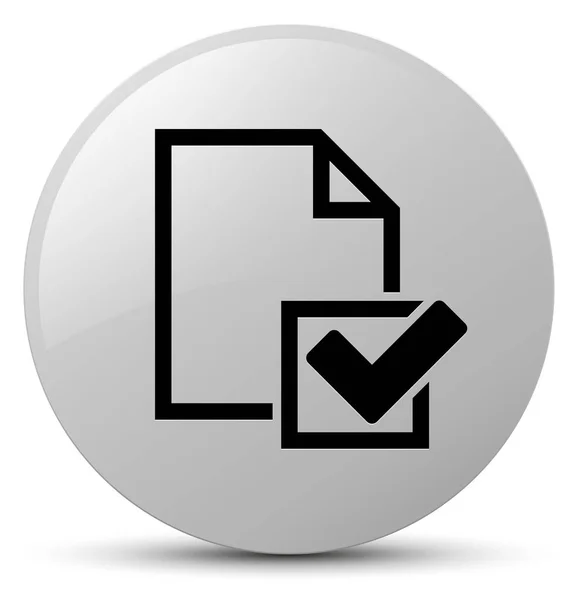 Ícone da lista de verificação botão redondo branco — Fotografia de Stock