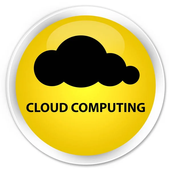Pulsante rotondo giallo premium cloud computing — Foto Stock