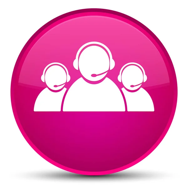 Customer care team icon special pink round button