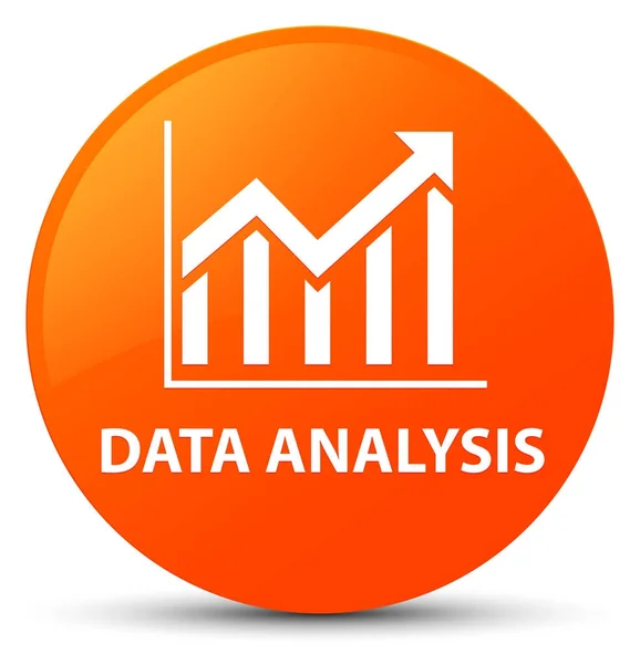 Analisis data (ikon statistik) tombol bundar oranye — Stok Foto