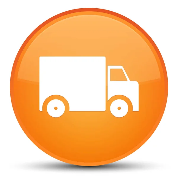 Teslimat kamyonu kutsal kişilerin resmi özel turuncu yuvarlak düğme — Stok fotoğraf