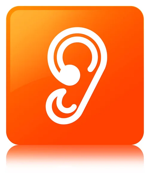 Oído icono naranja botón cuadrado — Foto de Stock