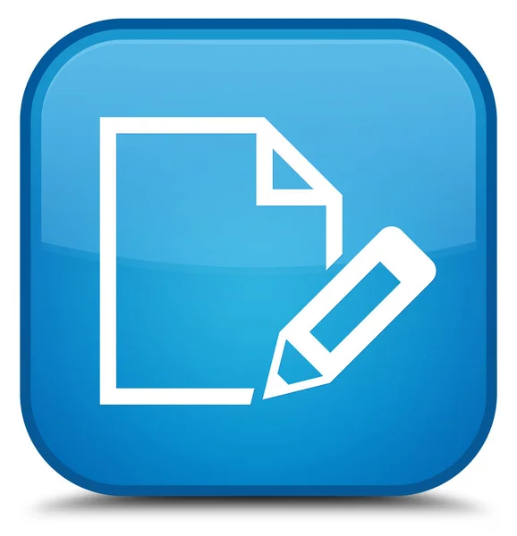 Pictogram speciale cyaan blauw vierkante knop document bewerken — Stockfoto