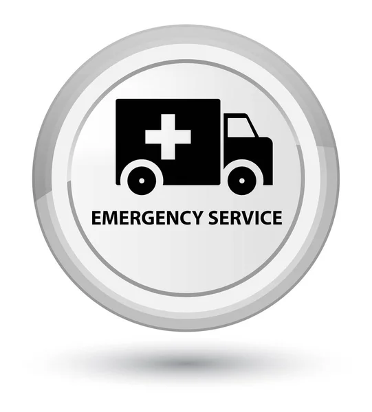 Servicio de emergencia primer botón redondo blanco — Foto de Stock