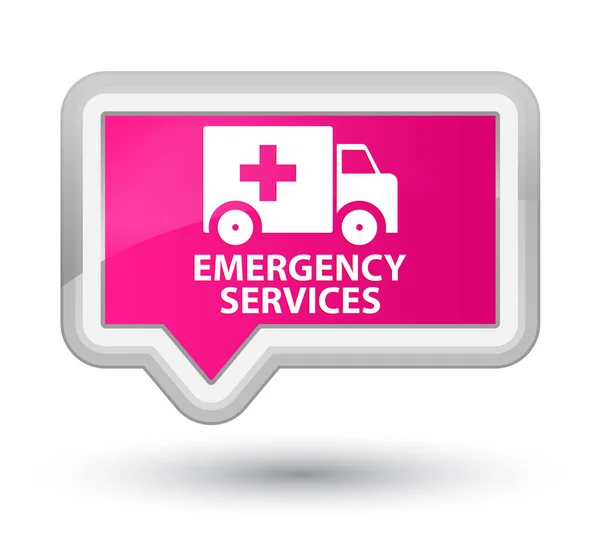 Servicios de emergencia botón de bandera rosa de primera — Foto de Stock