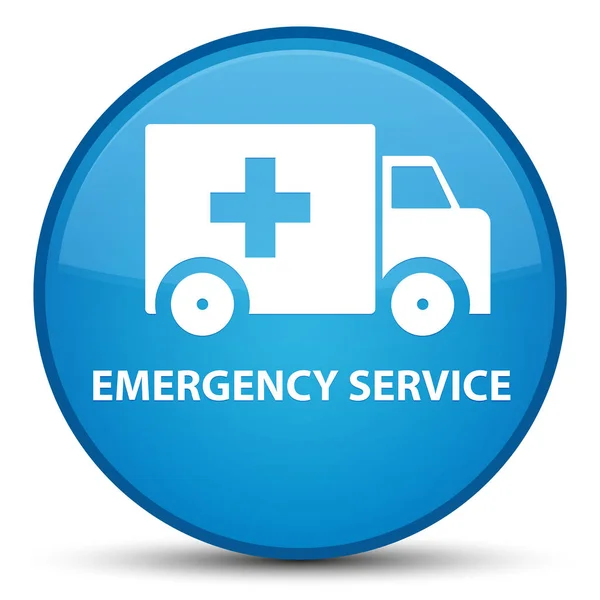 Servicio de emergencia especial cyan azul botón redondo — Foto de Stock