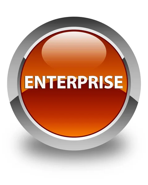 Enterprise lesklé hnědé kulaté tlačítko — Stock fotografie