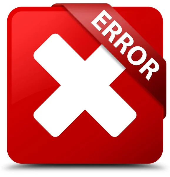 Erro (cancelar ícone) vermelho quadrado botão fita vermelha no canto — Fotografia de Stock