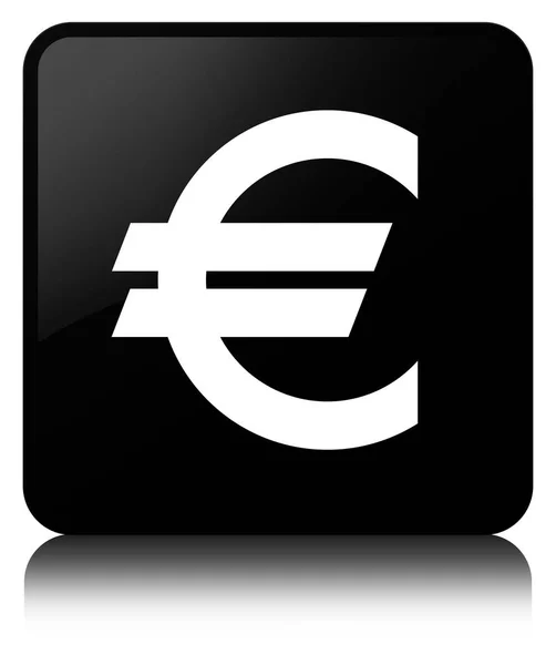 Euro signo icono negro botón cuadrado —  Fotos de Stock