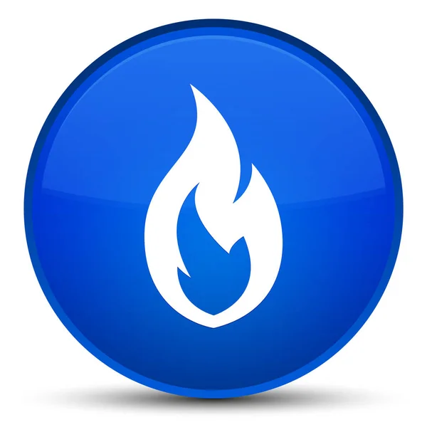 Oheň plamen speciální modré kulaté tlačítko — Stock fotografie