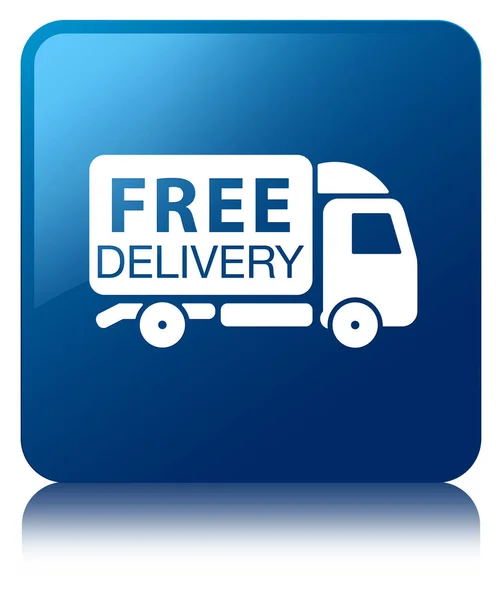 Free delivery truck icon blue square button — Stock Photo, Image