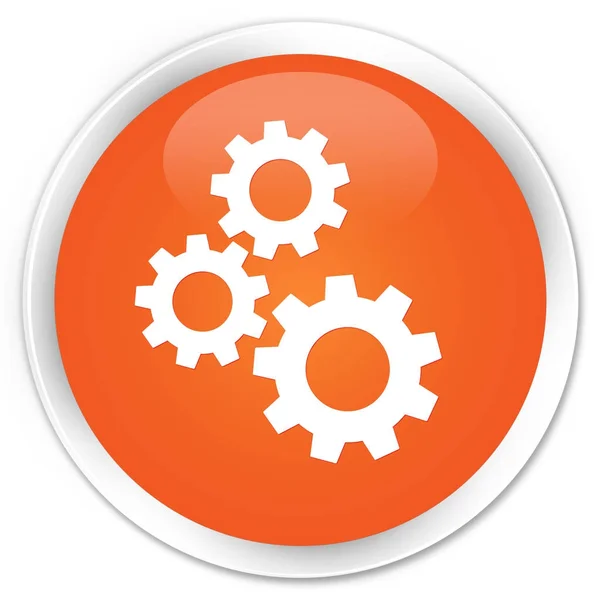 Engranajes icono premium naranja botón redondo — Foto de Stock