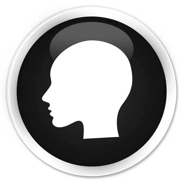 Cabeza mujer icono de la cara premium botón redondo negro —  Fotos de Stock