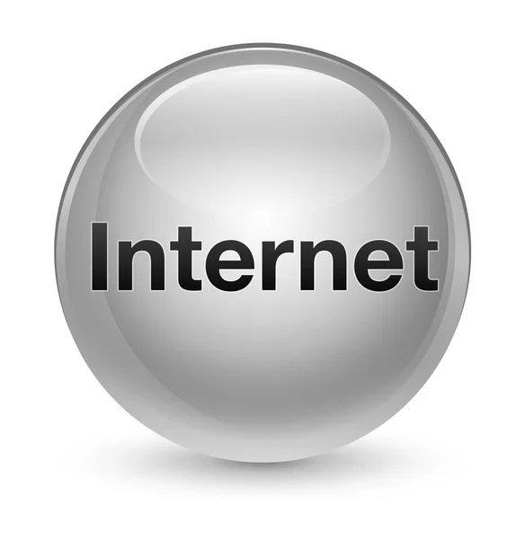 Internet bouton rond blanc vitreux — Photo
