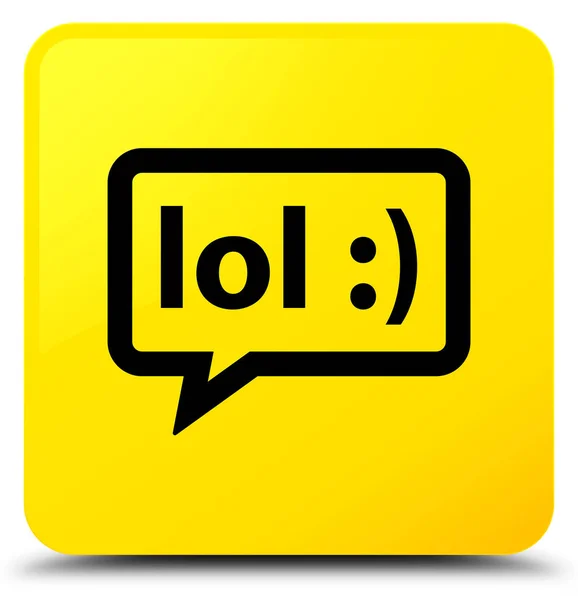 Lol kabarcık simgesi sarı kare düğme — Stok fotoğraf