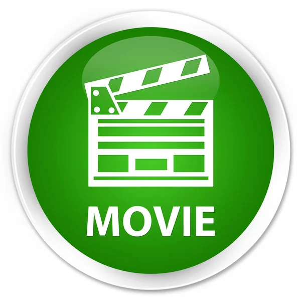 Премиальная зеленая круглая кнопка Movie (значок киноклипа) — стоковое фото