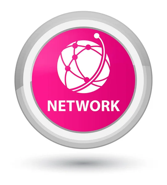 Главная розовая круглая кнопка сети (значок глобальной сети) — стоковое фото