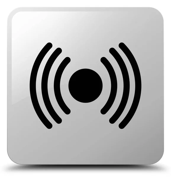 Network signal icon white square button — Stock Photo, Image