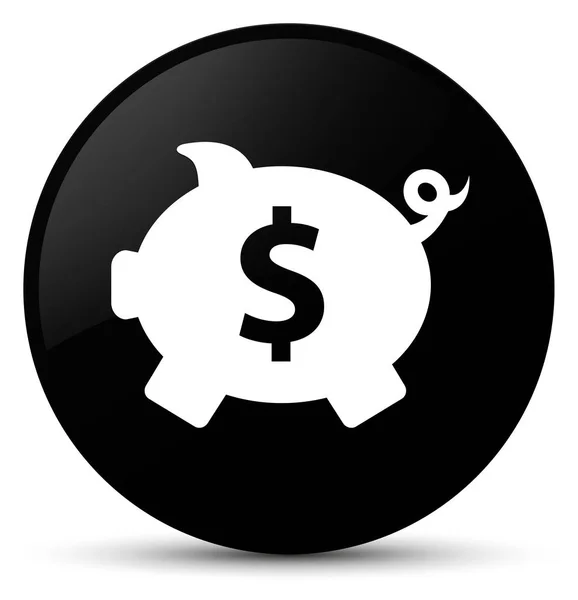 Piggy bank dollarteken pictogram zwart ronde knop — Stockfoto