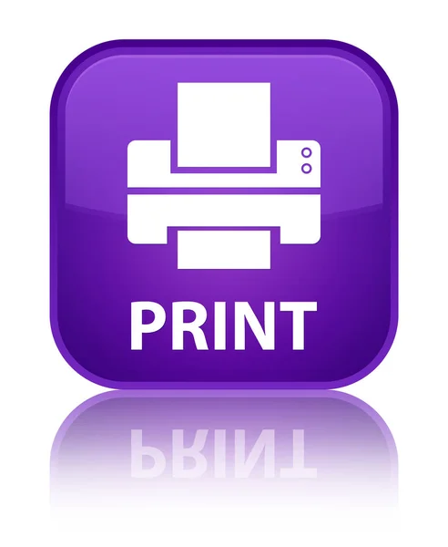 Imprimir (ícone de impressora) botão quadrado roxo especial — Fotografia de Stock