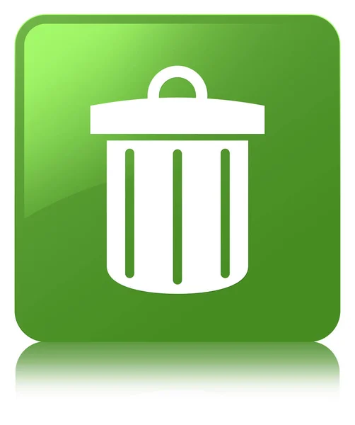 Recycle bin icon soft green square button — Stok Foto