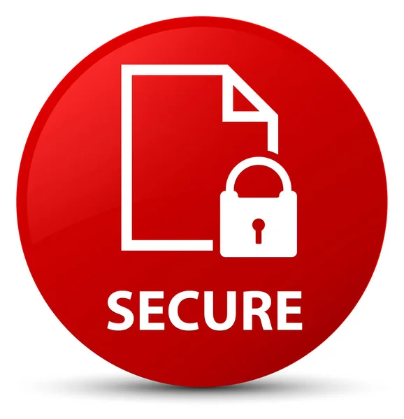 Красная круглая кнопка безопасности (значок замка на странице документа) — стоковое фото