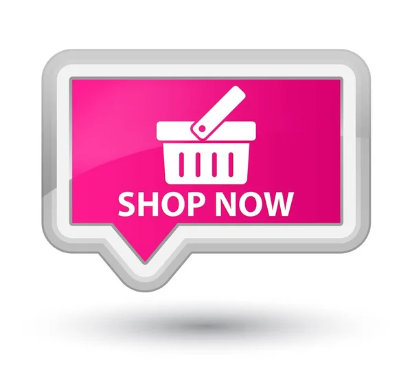 Handla nu prime rosa banner-knapp — Stockfoto
