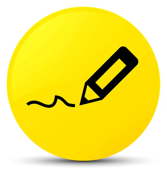 Σημάδι επάνω στο εικονίδιο κίτρινο στρογγυλό κουμπί — Φωτογραφία Αρχείου