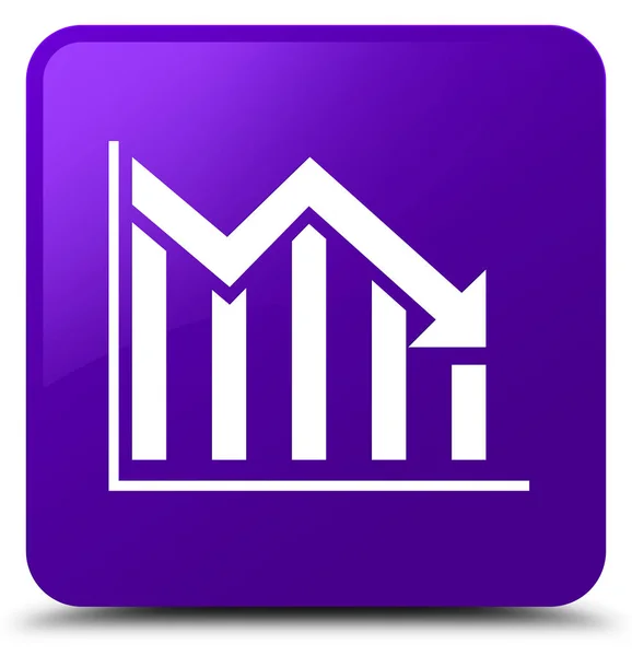 Статистика піктограми вниз фіолетова квадратна кнопка — стокове фото