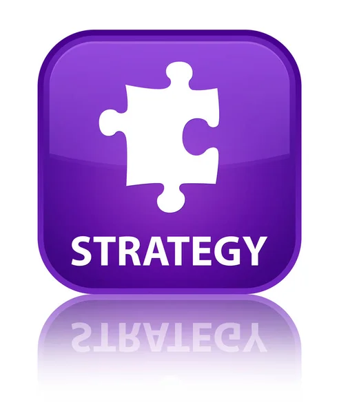 戦略 (パズルのアイコン) 特別な紫色の正方形ボタン — ストック写真