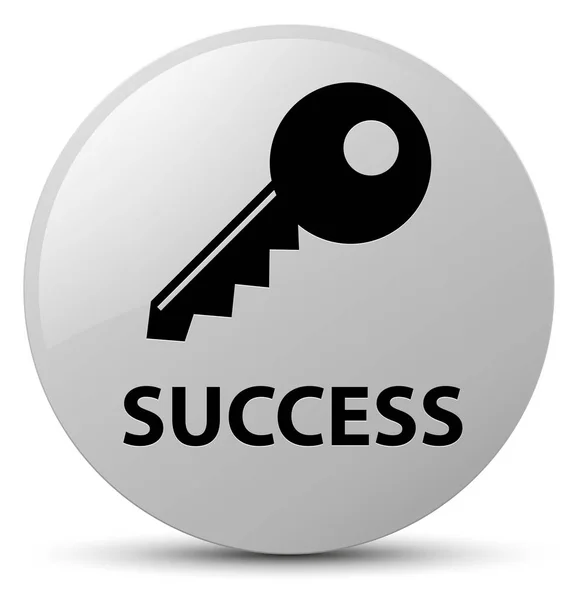Éxito (icono clave) botón redondo blanco —  Fotos de Stock