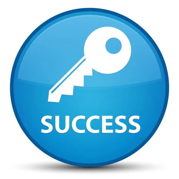 Success (key icon) special cyan blue round button — Stock Photo, Image