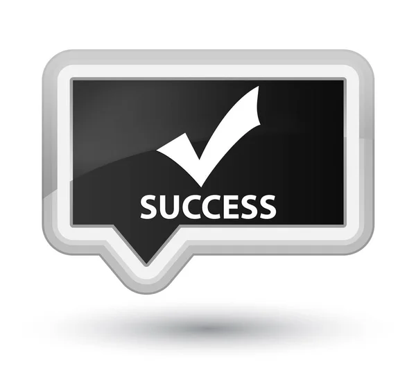 Успіх (правильна піктограма) кнопка простого чорного банера — стокове фото