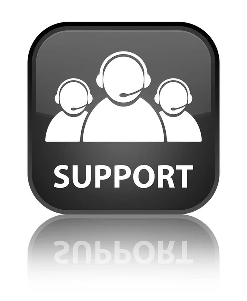 Support (customer care team icon) special black square button — Stock Photo, Image