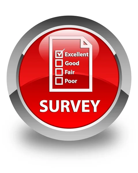 Survey (questionnaire icon) glossy red round button