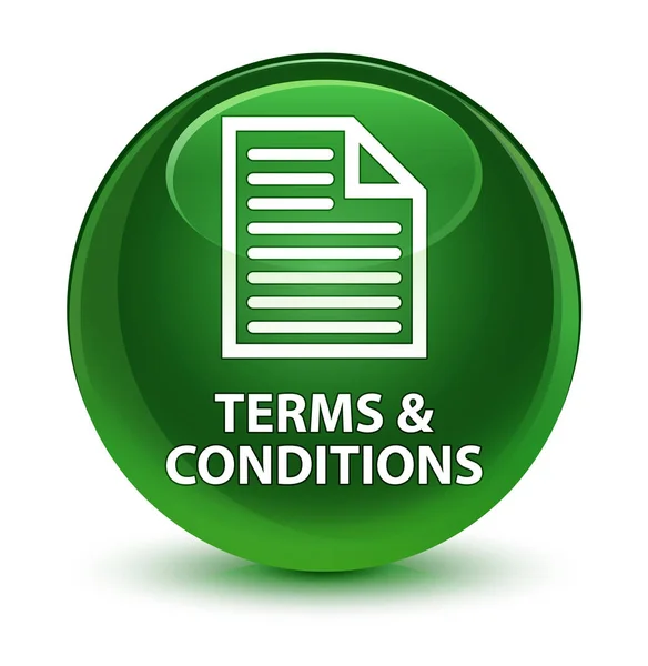 Termes et conditions (icône de la page) bouton rond vert tendre vitreux — Photo