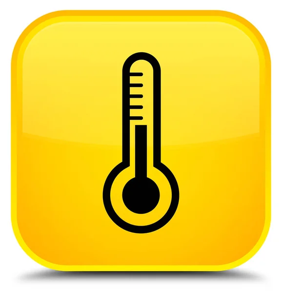 Ikon termometer khusus tombol persegi kuning — Stok Foto