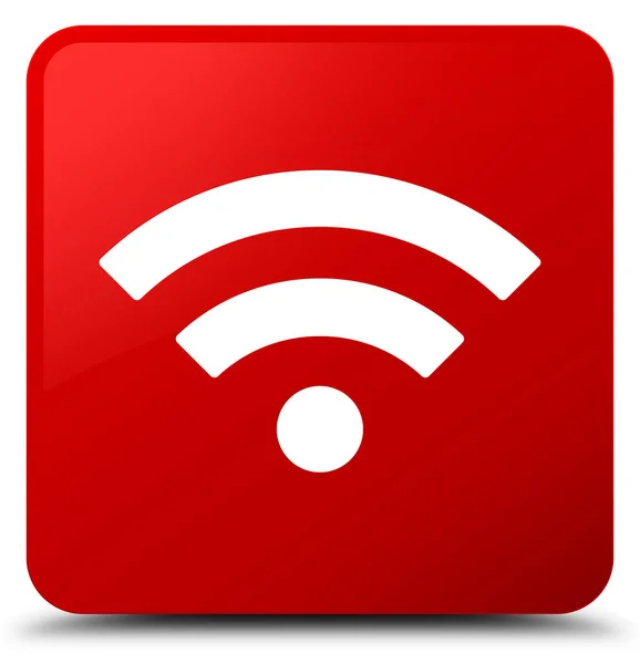 Wifi-Symbol roter quadratischer Knopf — Stockfoto