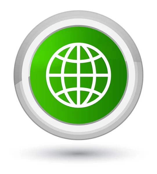 Welt-Ikone erster grüner runder Knopf — Stockfoto
