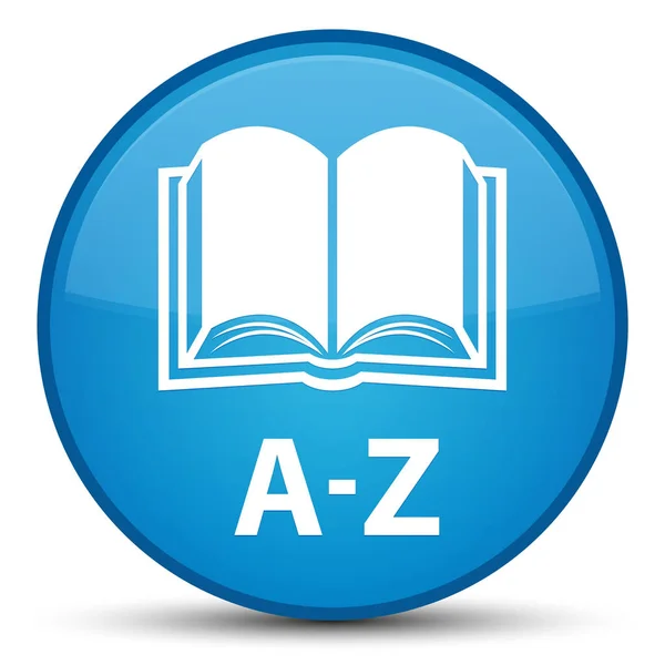 A-Z (значок книги) специальная голубая круглая кнопка — стоковое фото
