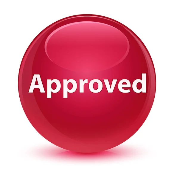 Approved glassy pink round button — Stock Photo, Image