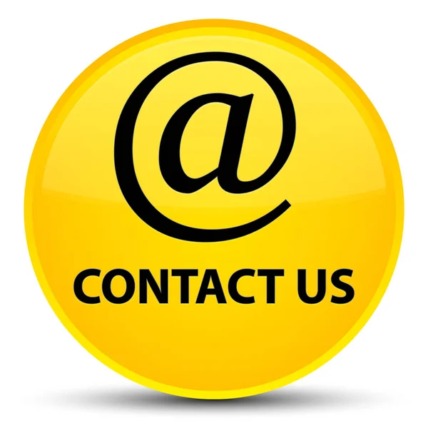 Skontaktuj się z nami (ikonę adres email) specjalne żółte okrągły przycisk — Zdjęcie stockowe