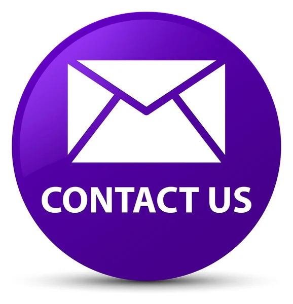 Contacte-nos (ícone de e-mail) roxo botão redondo — Fotografia de Stock