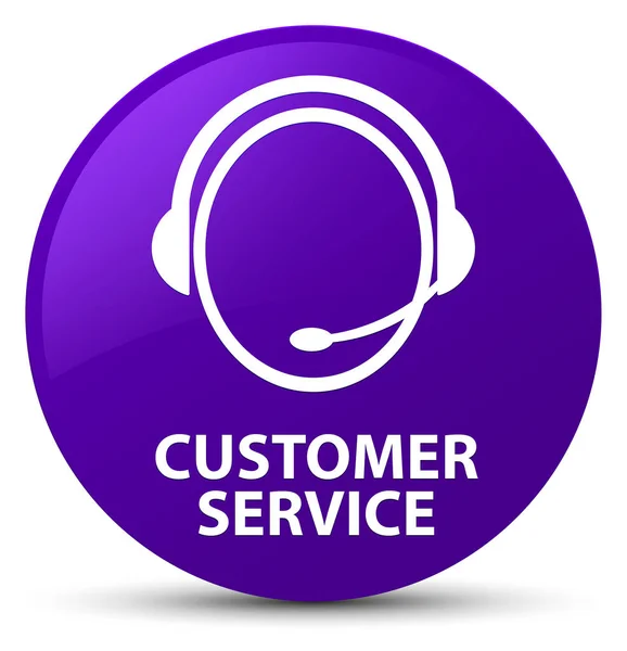 Serviço ao cliente (ícone de atendimento ao cliente) botão redondo roxo — Fotografia de Stock