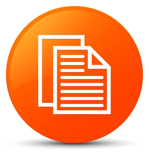 Document pages icon orange round button — Stock Photo, Image