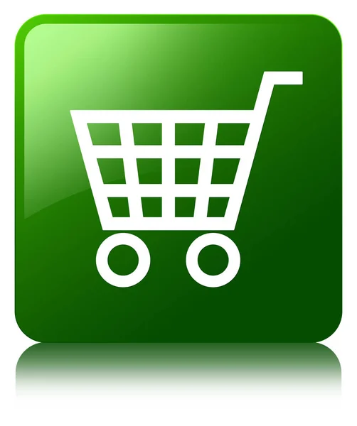 Ícone de comércio eletrônico botão quadrado verde — Fotografia de Stock