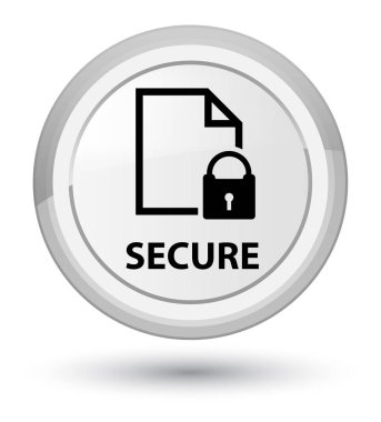 (Belge sayfa asma kilit simgesi) baş beyaz yuvarlak düğmesini güvenli