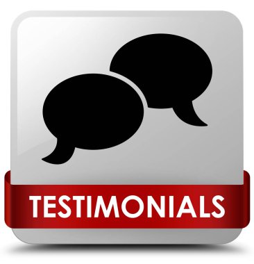 Referansları (sohbet simgesi) beyaz kare düğme kırmızı kurdele middl