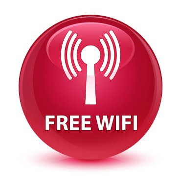 Ücretsiz wifi (wlan ağ) cam gibi pembe yuvarlak düğmesi