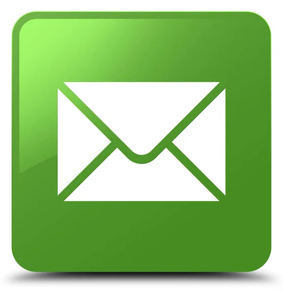 Ícone de e-mail botão quadrado verde macio — Fotografia de Stock